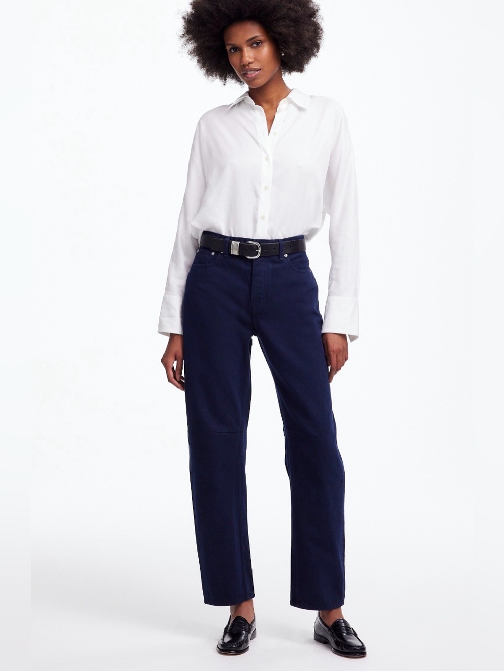 Madewell Darted Leg Barrel Jeans, Women's Navy Size 23